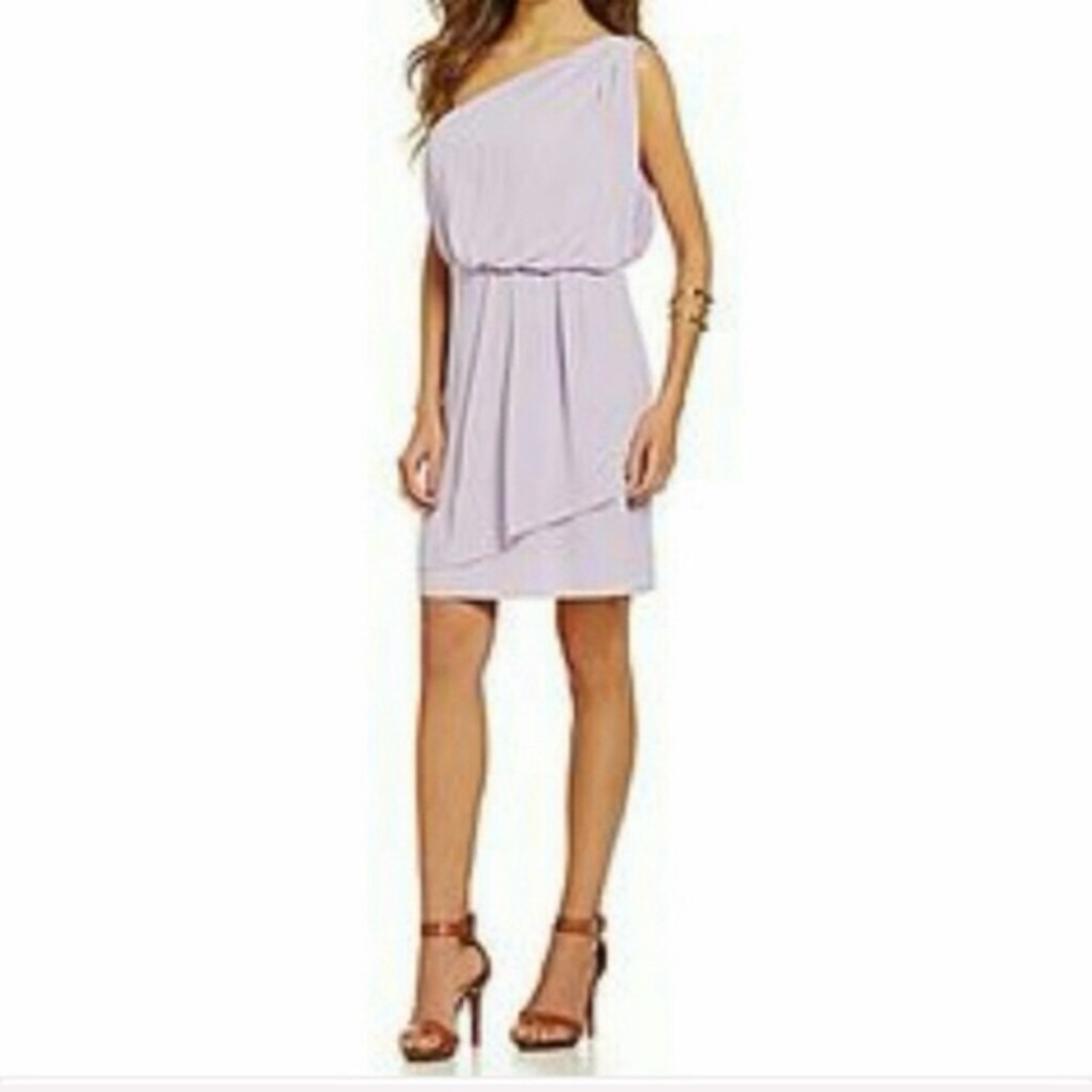 Gianni Bini Purple Asymmetrical Ruched Cocktail Dress